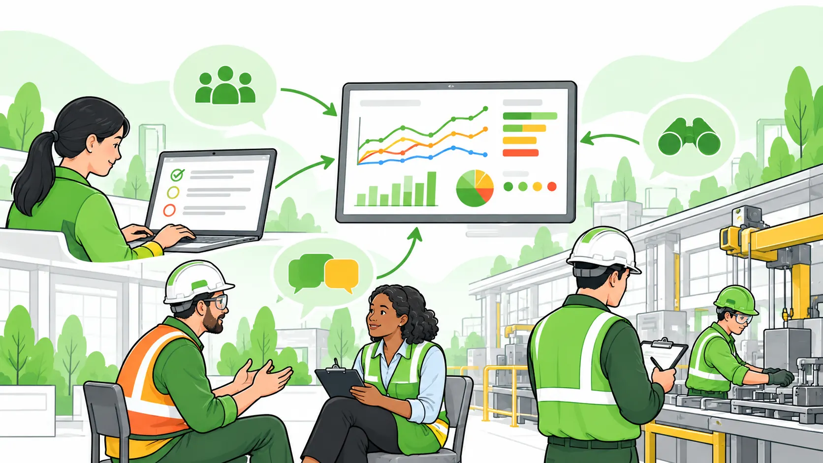 Safety team combines worker surveys, interviews, workplace observations and trend information to assess safety culture.