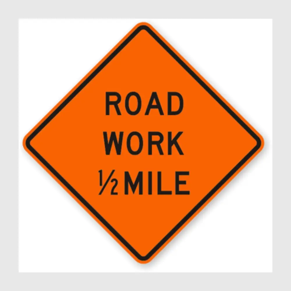 Road Work Ahead Sign Color