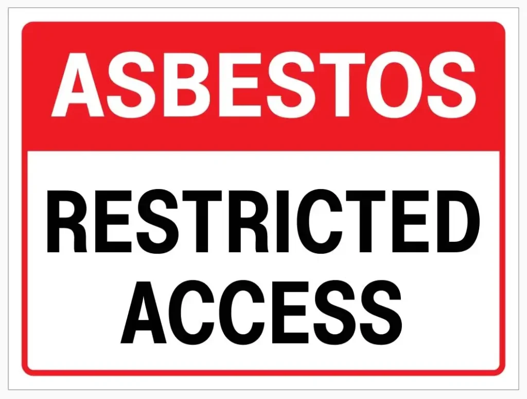 Restricted Area Safety Sign For Abestos