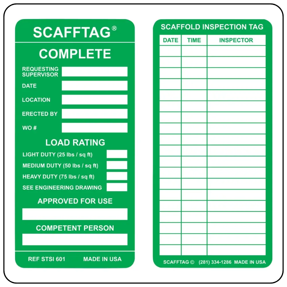 Green Scaffold Tags