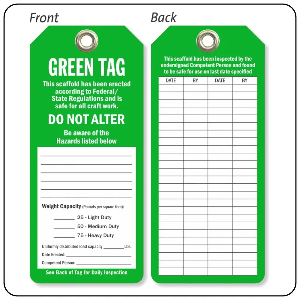 Green Scaffold Tags