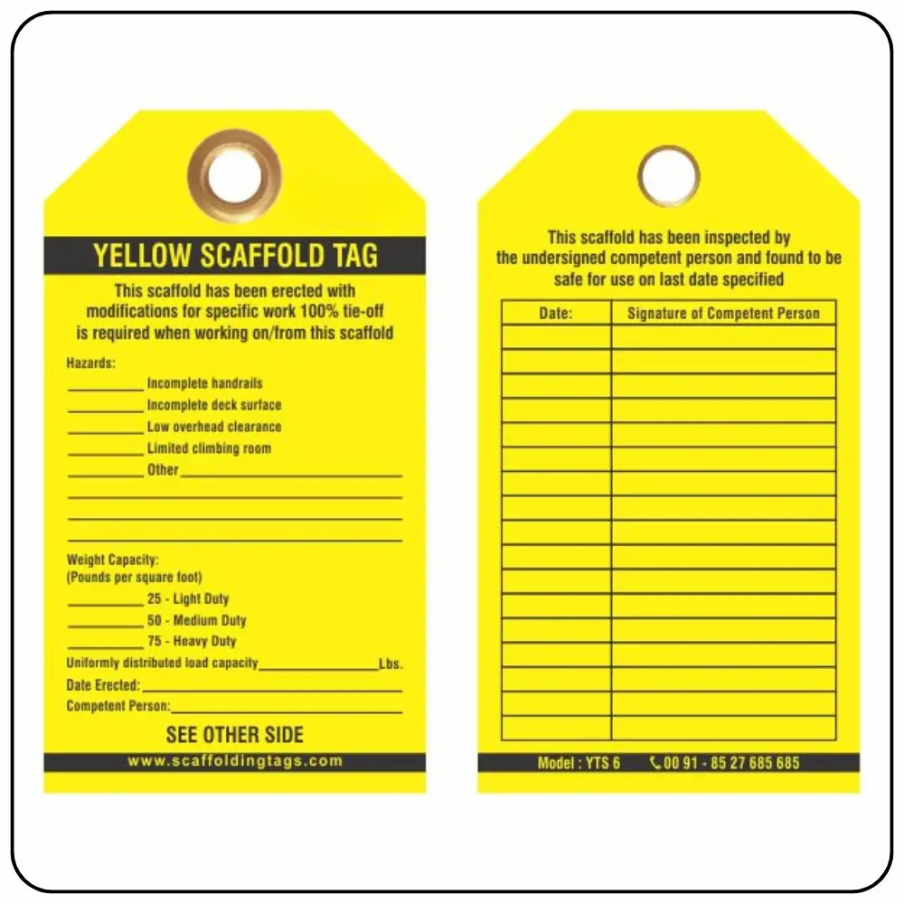 Yellow Scaffold Tags