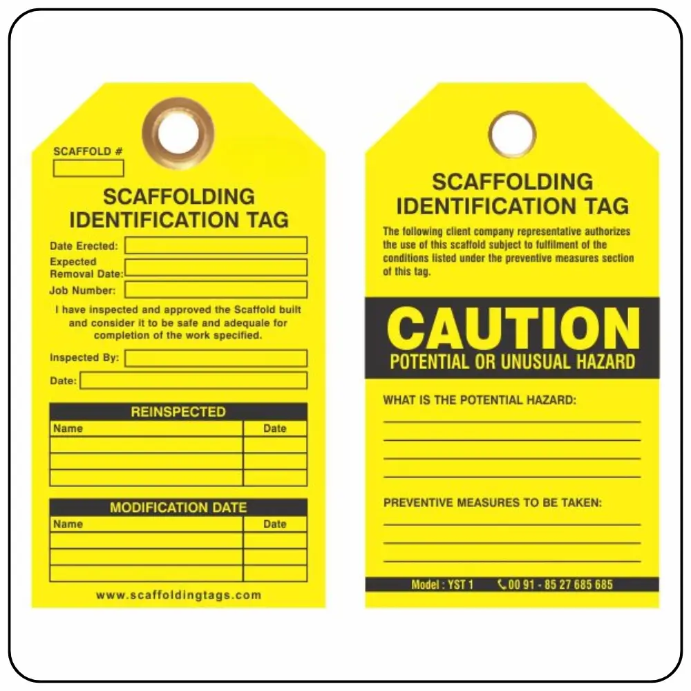 Yellow Scaffold Tags